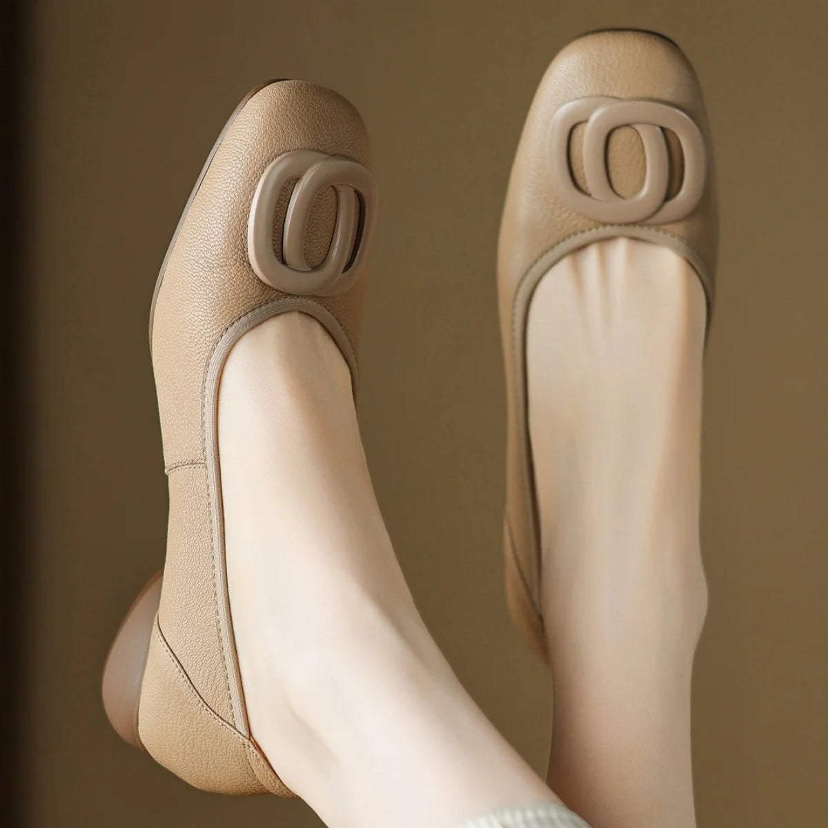 Ballerines Beiges À Talon 3cm
