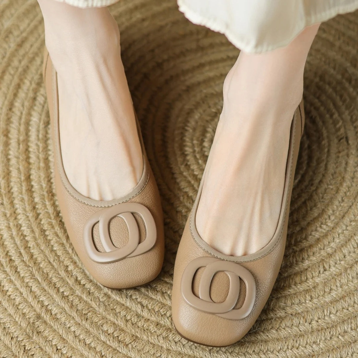 Ballerines Beiges À Talon 3cm