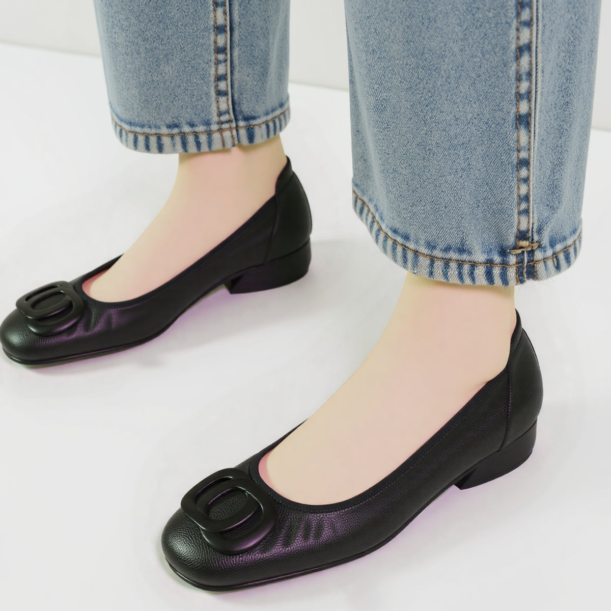 Ballerines Noires À Talon 3cm