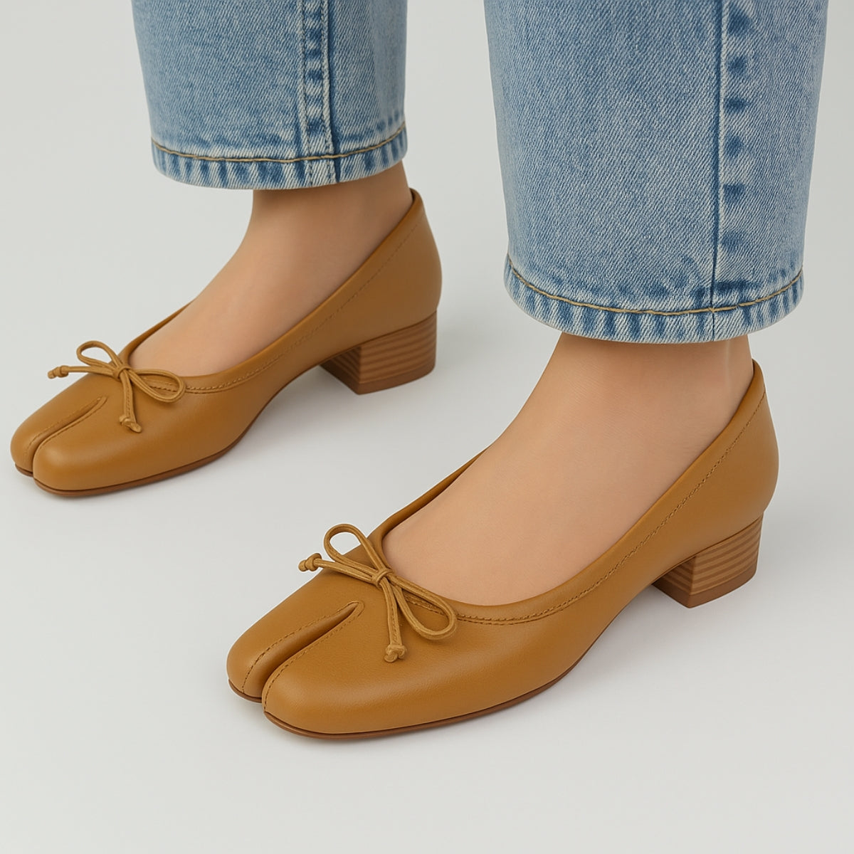Ballerines À Talon Beige