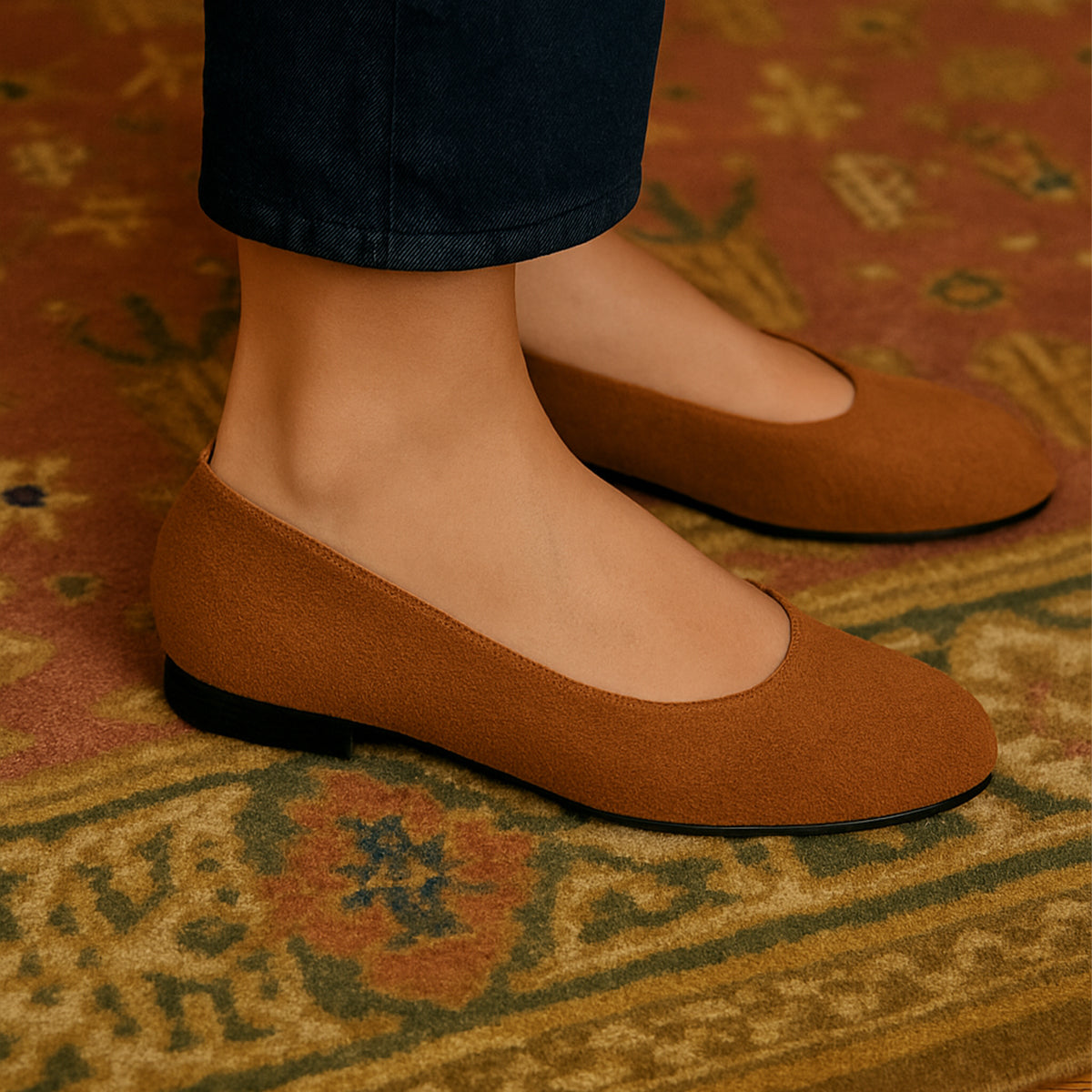 Ballerines En Daim Camel