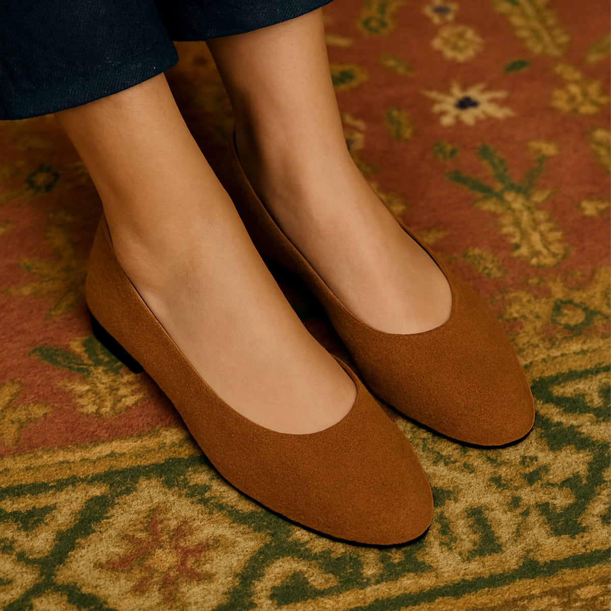 Ballerines En Daim Camel