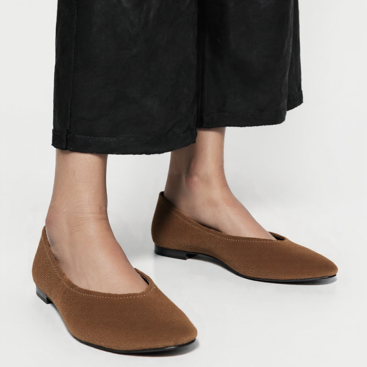 Ballerines En Daim Marron