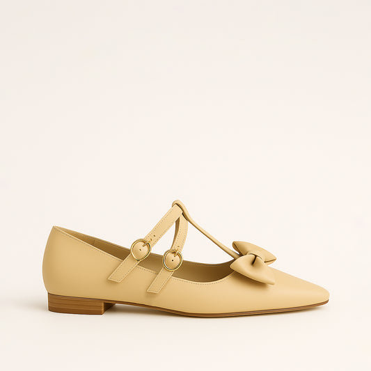 Ballerines Beiges Avec Noeud Papillon