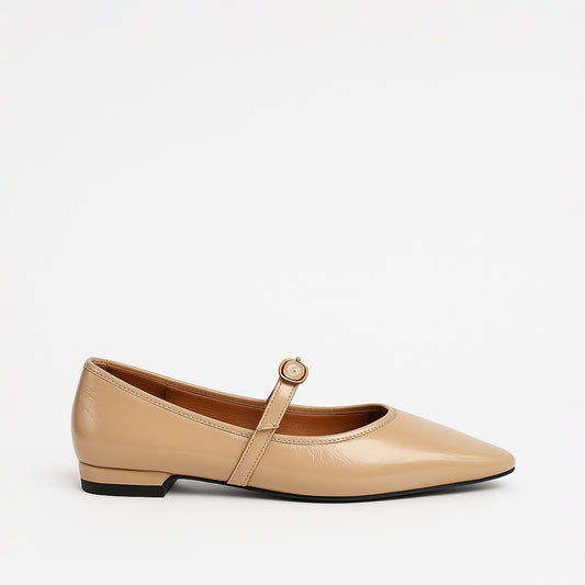 Ballerines En Cuir Pointues Avec Brides