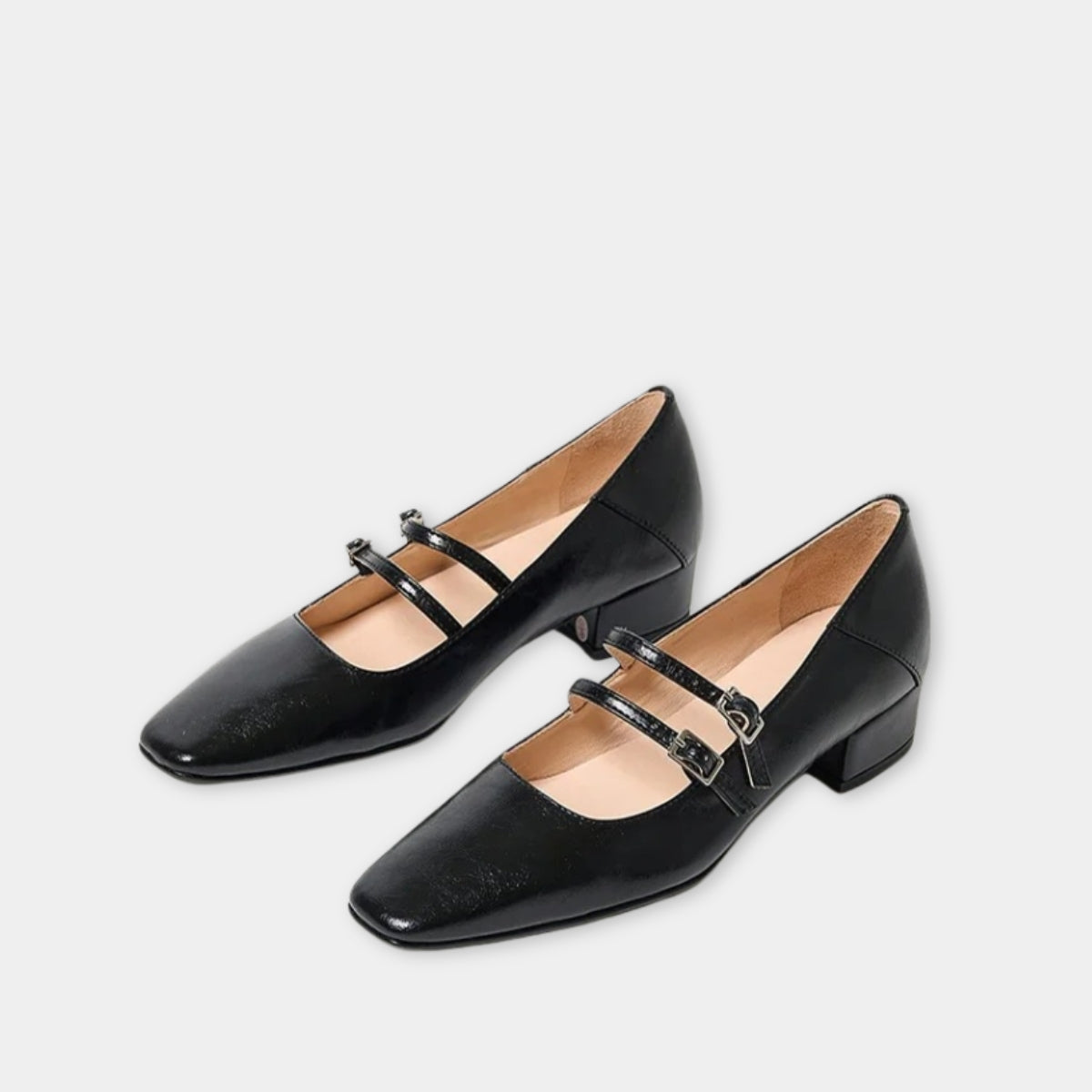 Ballerines Noires À Talon Avec Brides