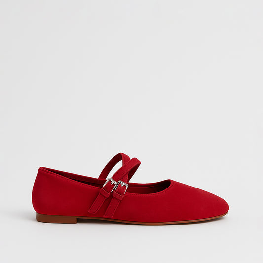 Ballerines Rouges À Double Bride