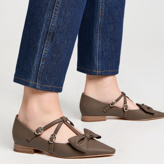 Ballerines Marron Avec Nœud Papillon