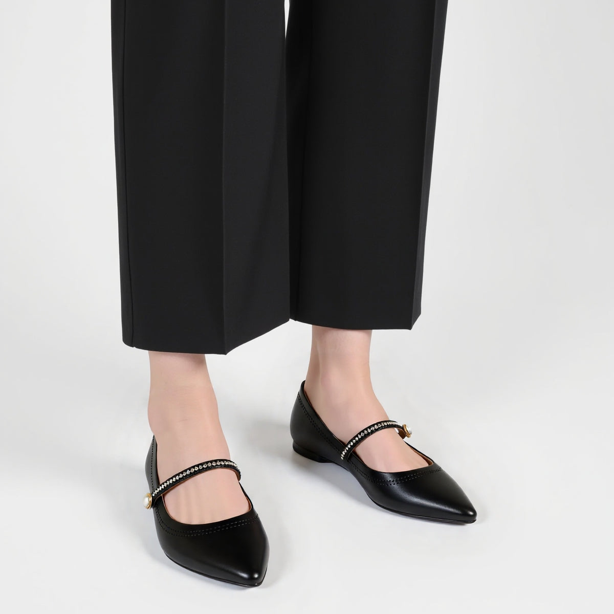 Ballerines Pointues En Cuir