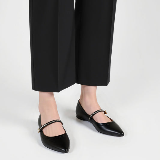 Ballerines Pointues En Cuir