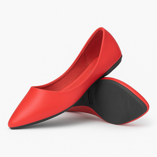 Ballerines À Bout Pointu Rouges